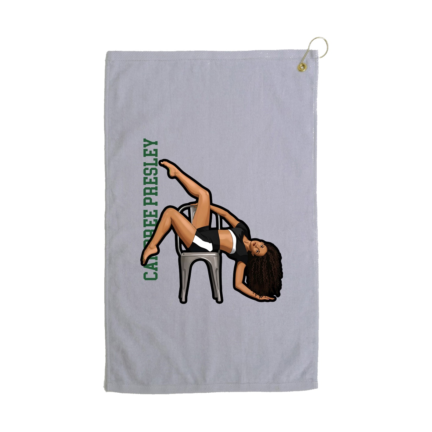 Golf Towel — Name Vertical in Grey