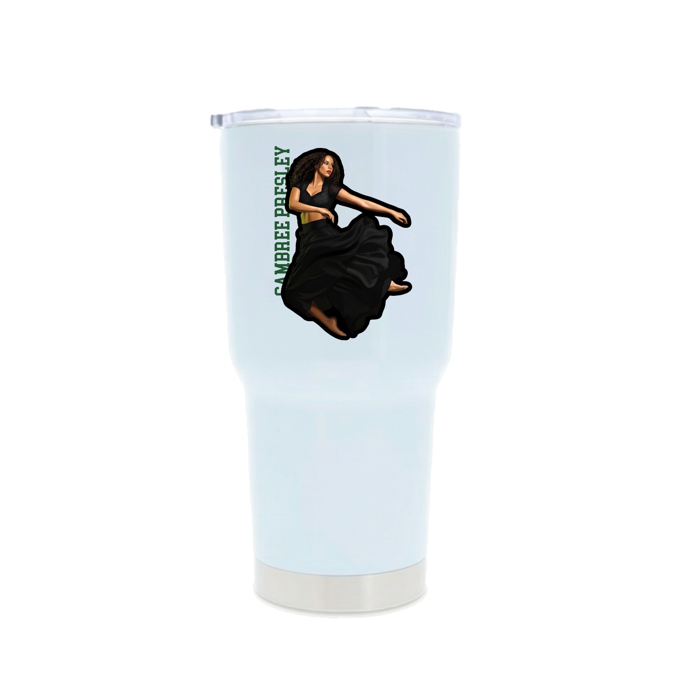 30oz Stainless Steel Tumbler — Name Vertical in White