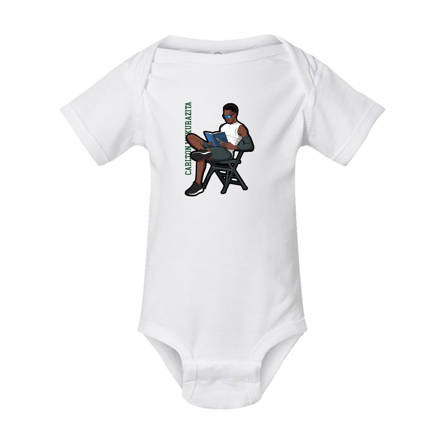 Baby Onesie — Name Vertical in White