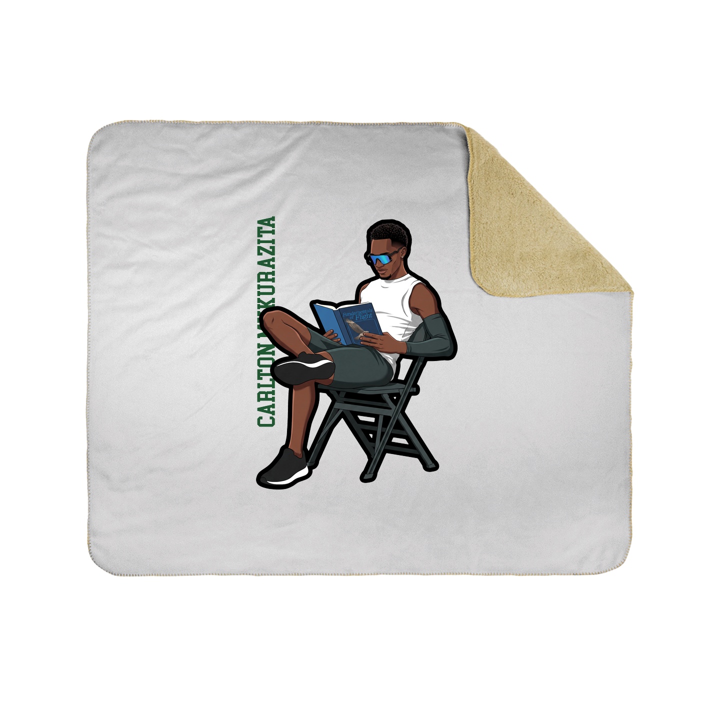 Throw Blanket — Name Vertical in White