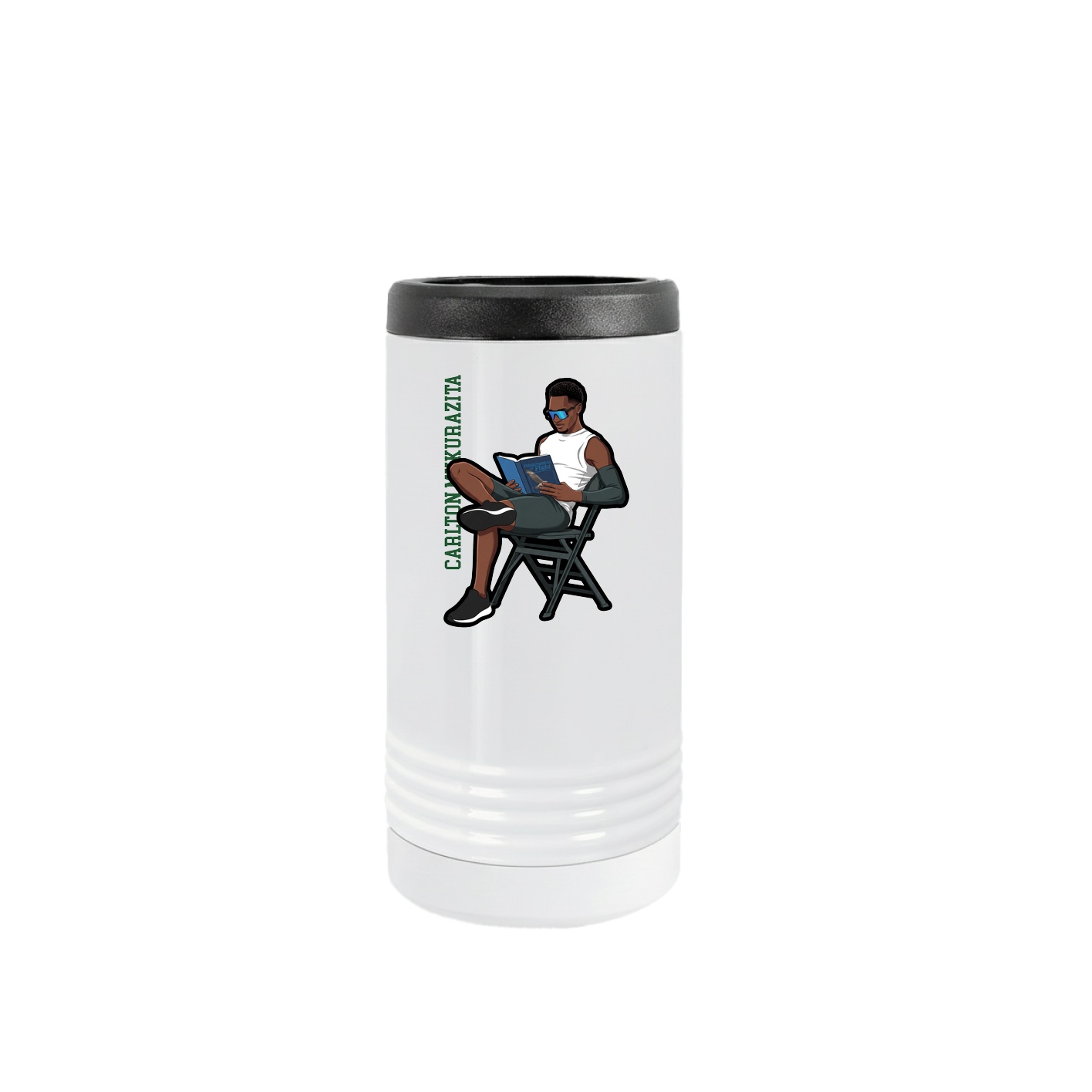 Slim Beverage Holder — Name Vertical in White