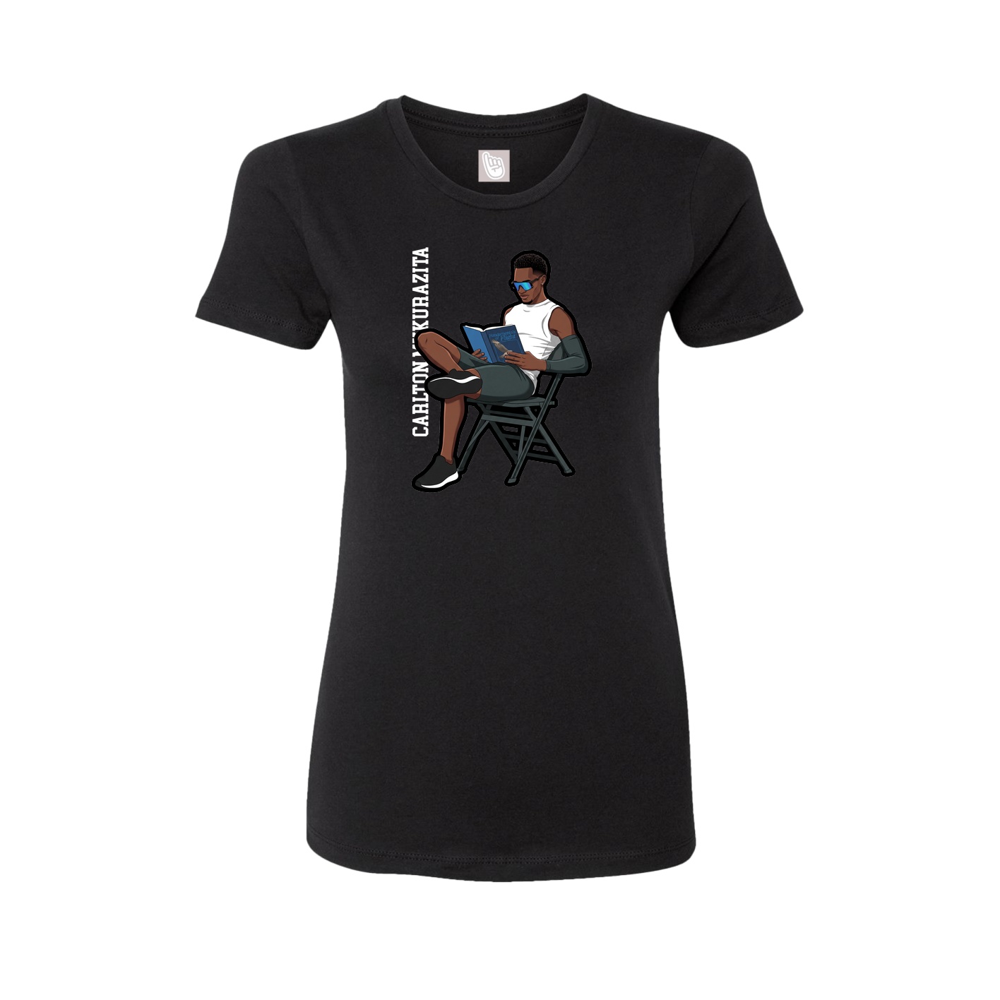 Fitted Women's Tee — Name Vertical in Black