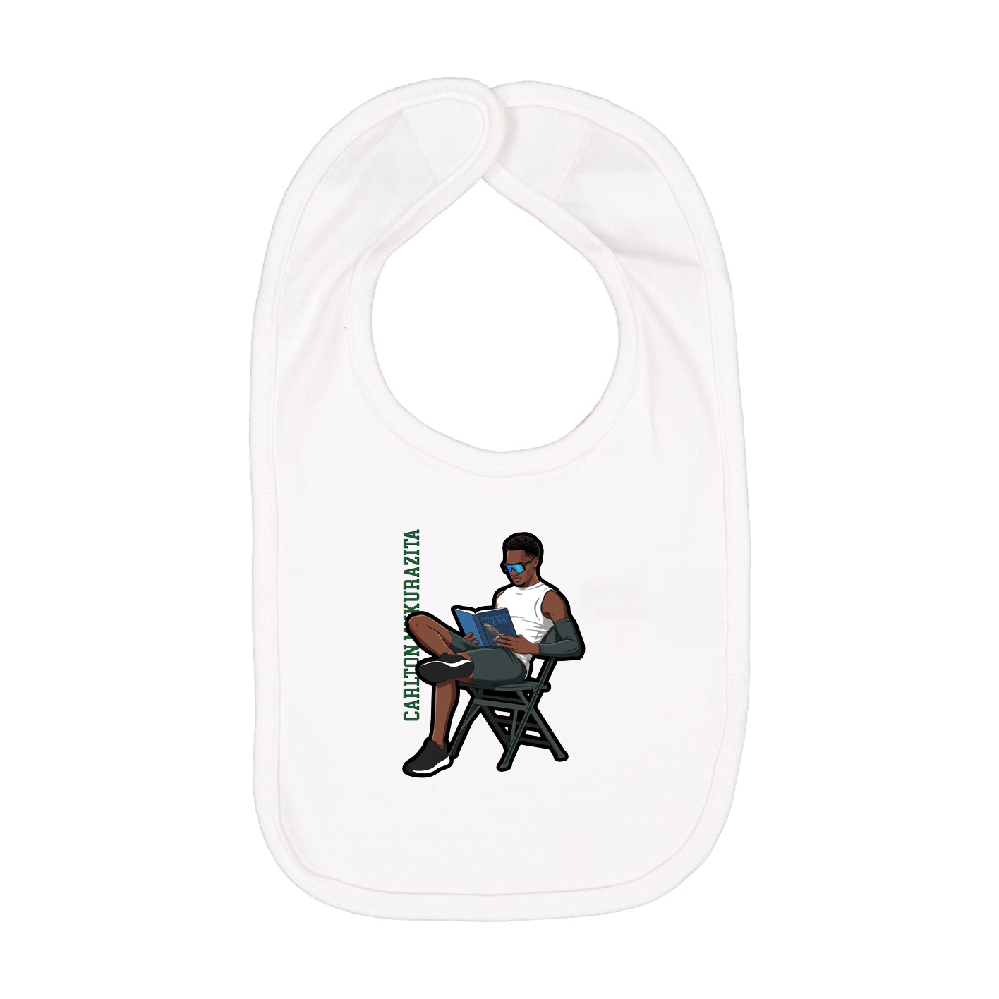 Infant Bib — Name Vertical in White