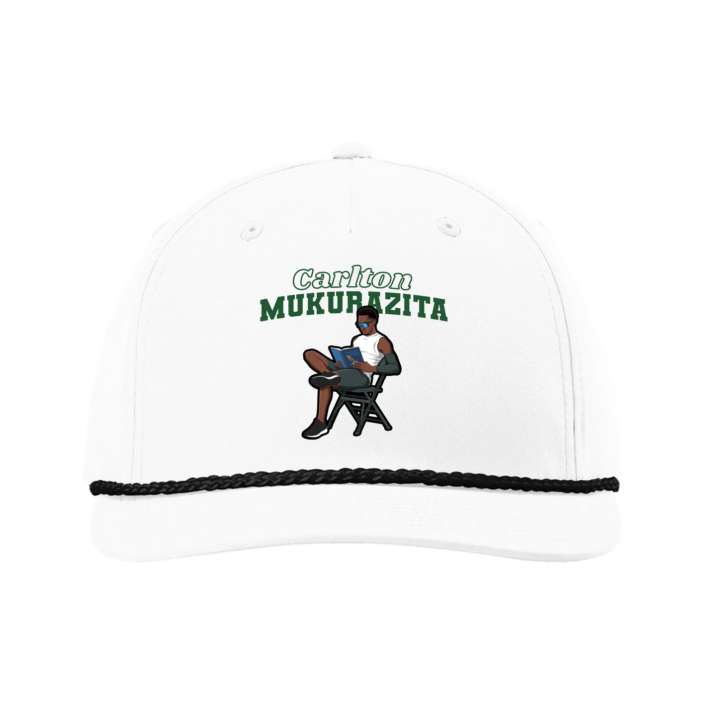 Five-Panel Classic Rope Cap — Name Arch in White