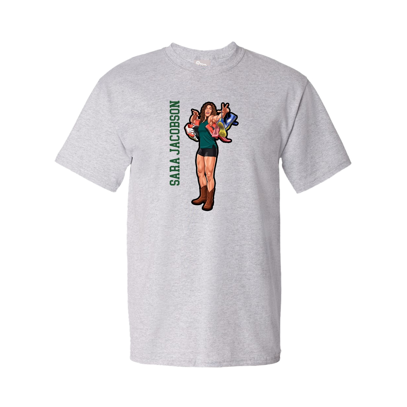 Youth Tee — Name Vertical in Grey