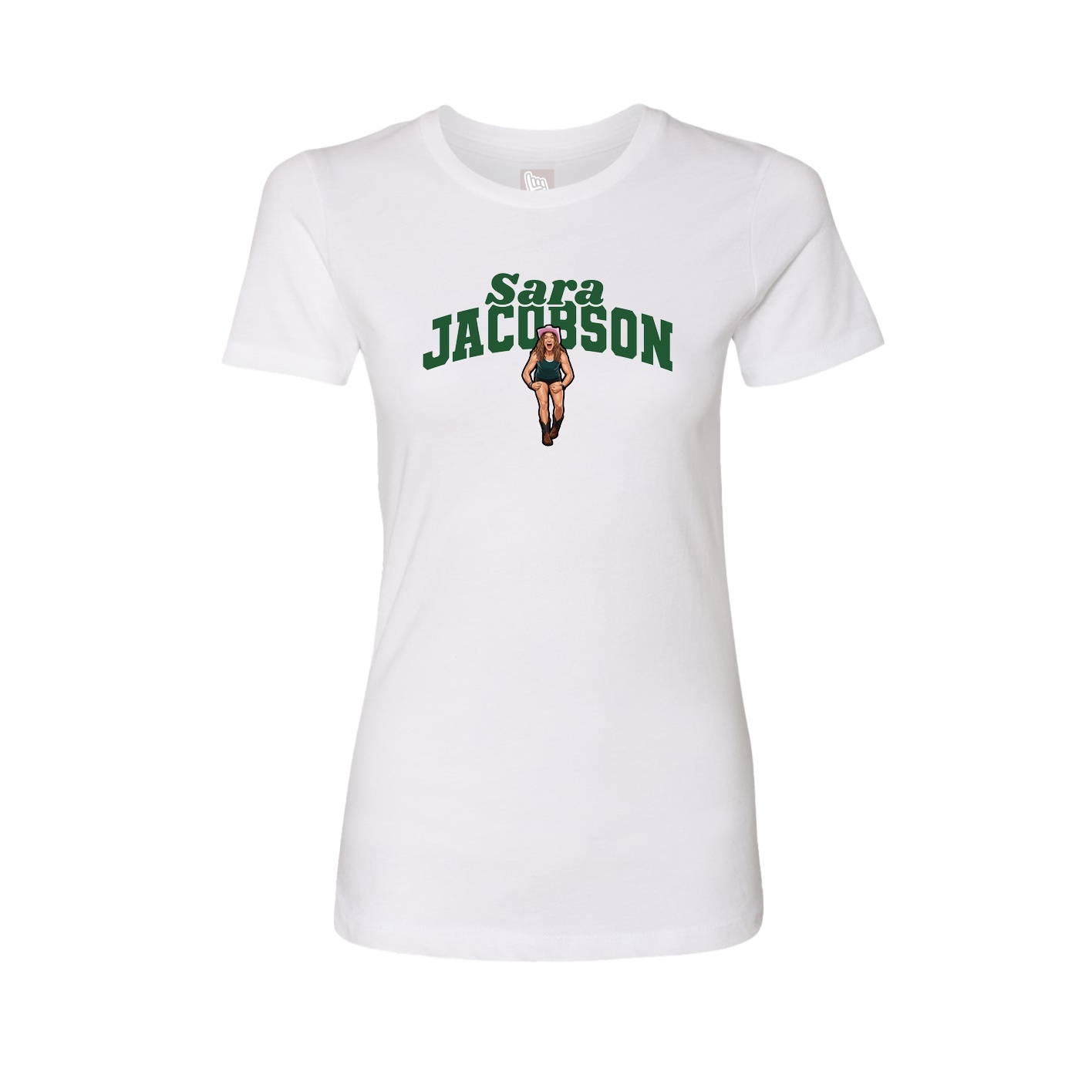Fitted Women's Tee — Signature Arch in White