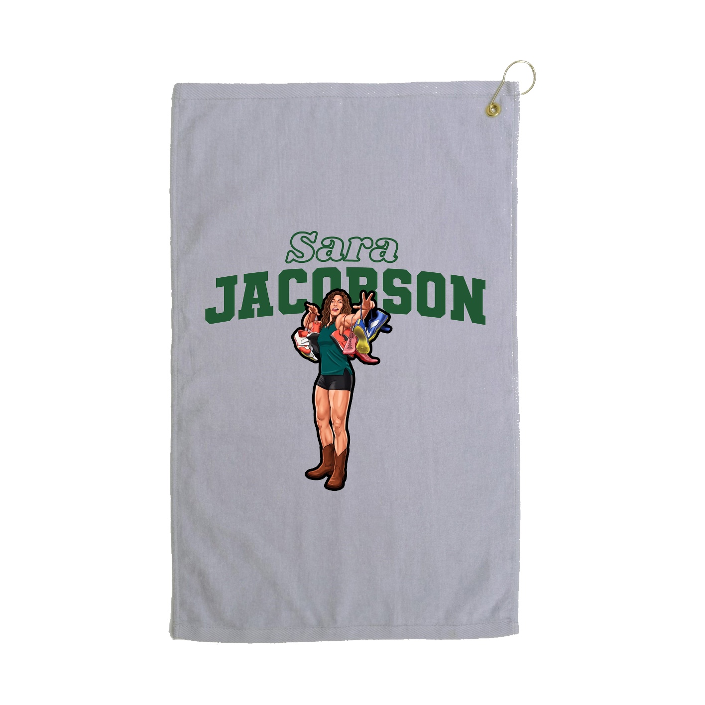 Golf Towel — Name Arch in Grey
