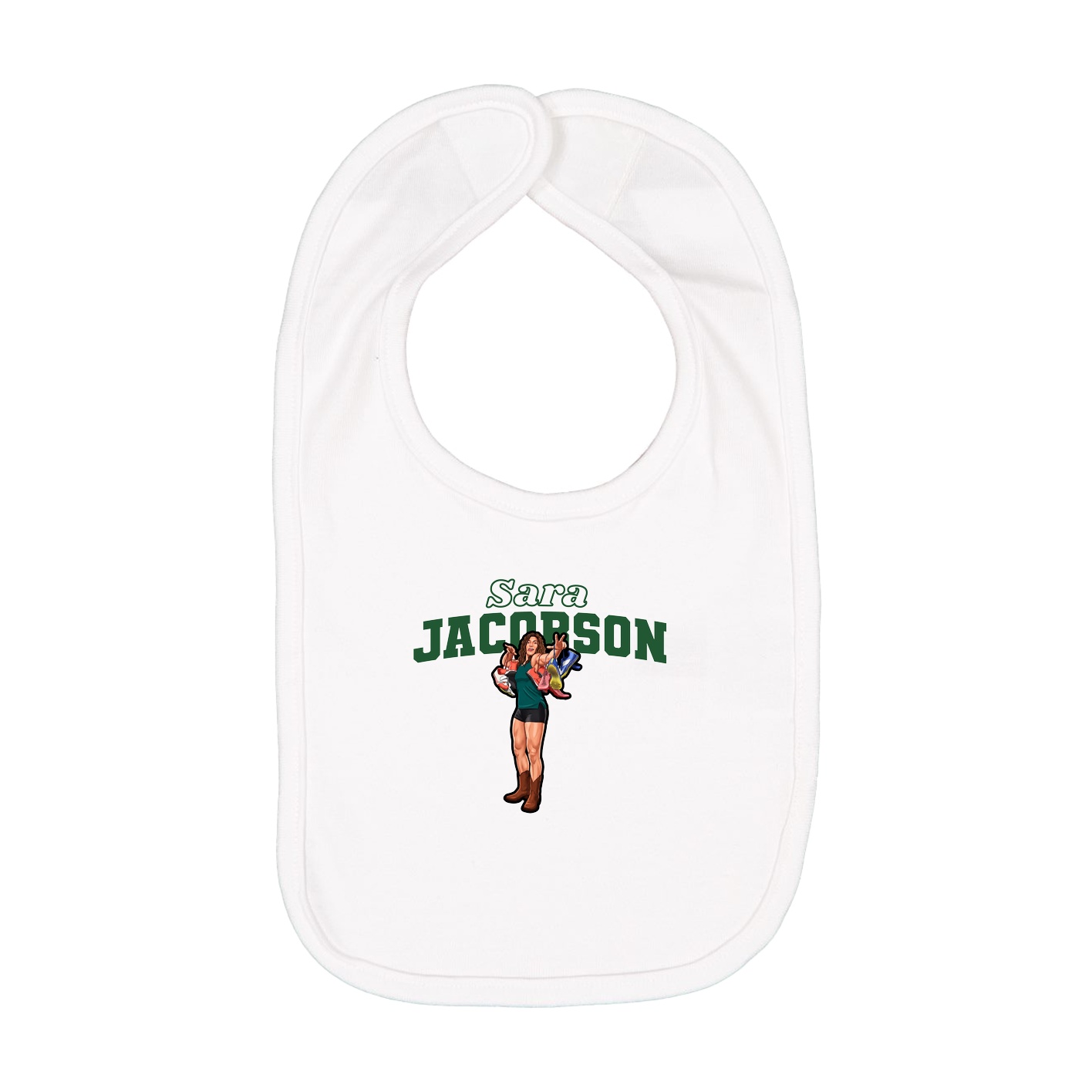 Infant Bib — Name Arch in White