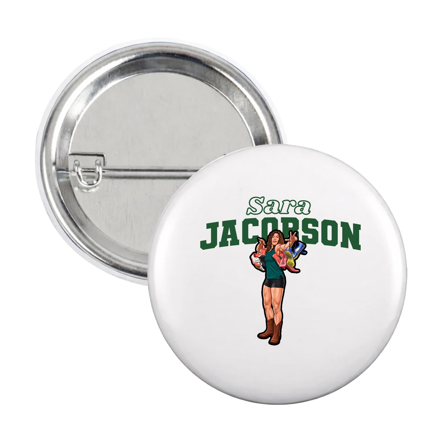 Game Day Button — Name Arch in White