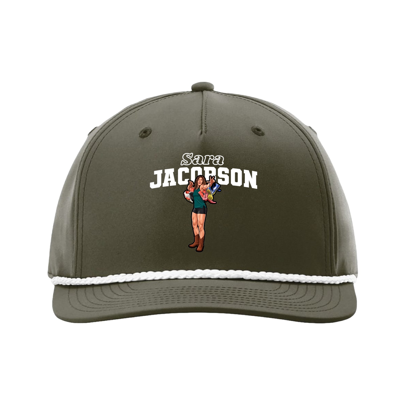Five-Panel Classic Rope Cap — Name Arch in Green