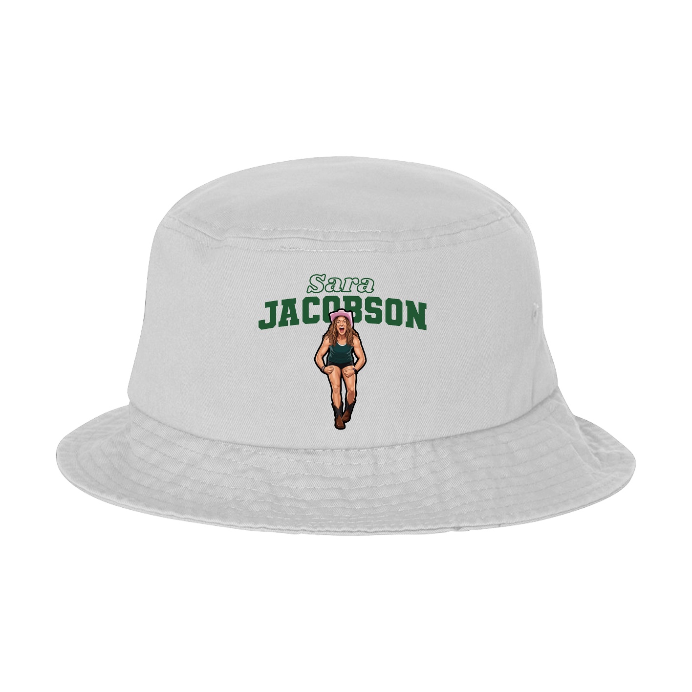 Bucket Cap — Name Arch in White