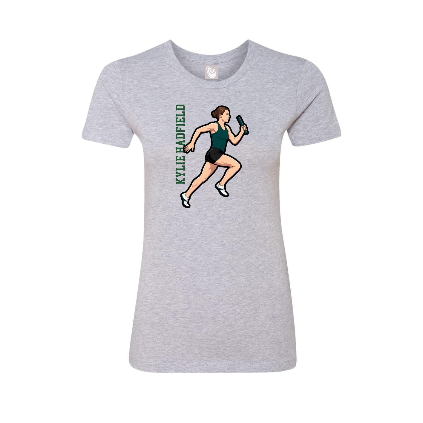 Fitted Women's Tee — Name Vertical in Grey