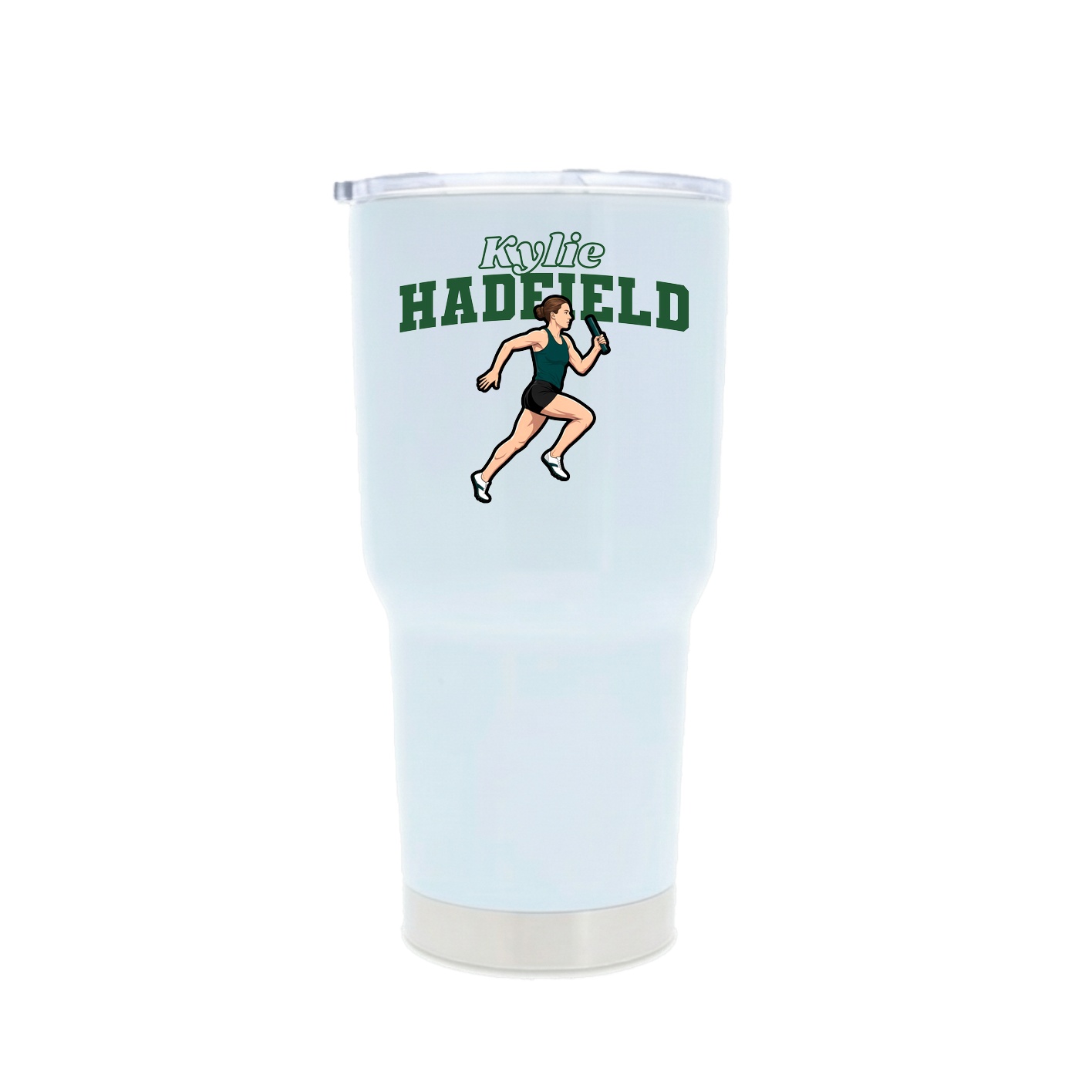 30oz Stainless Steel Tumbler — Name Arch in White