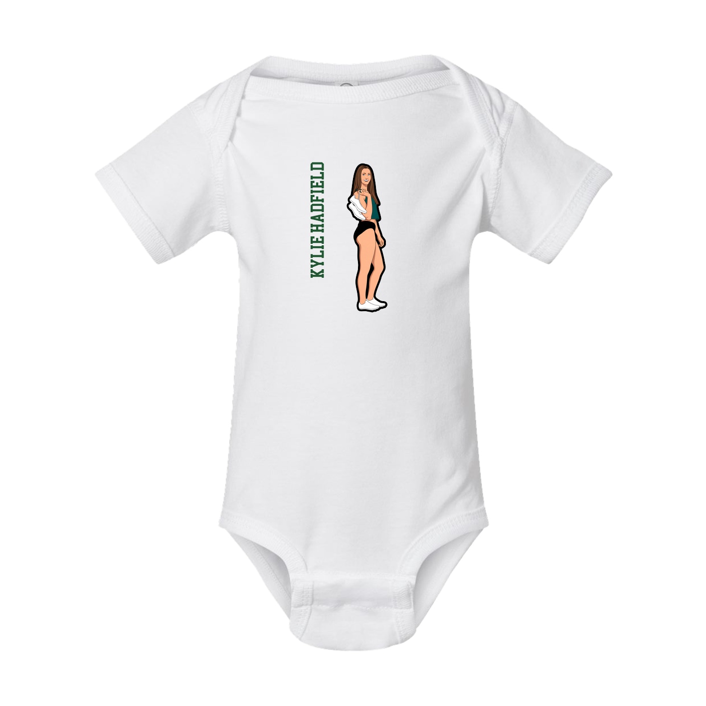 Baby Onesie — Name Vertical in White