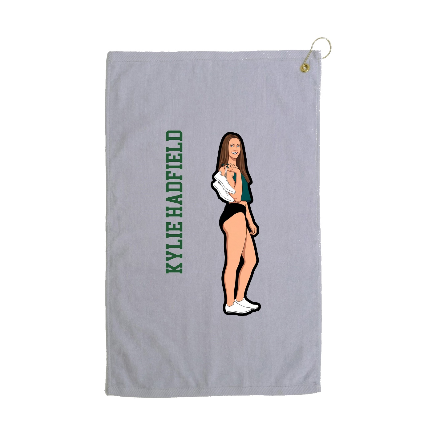 Golf Towel — Name Vertical in Grey