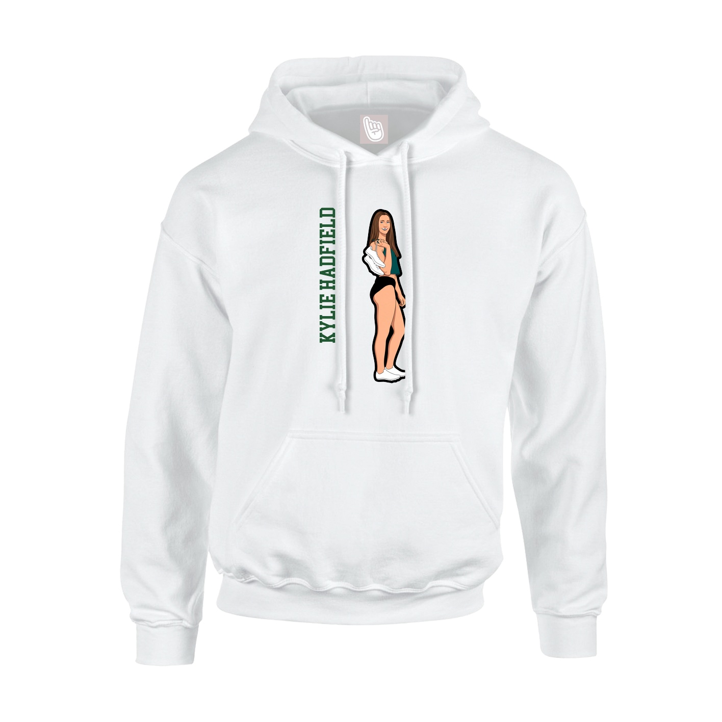 Youth Hoodie — Name Vertical in White