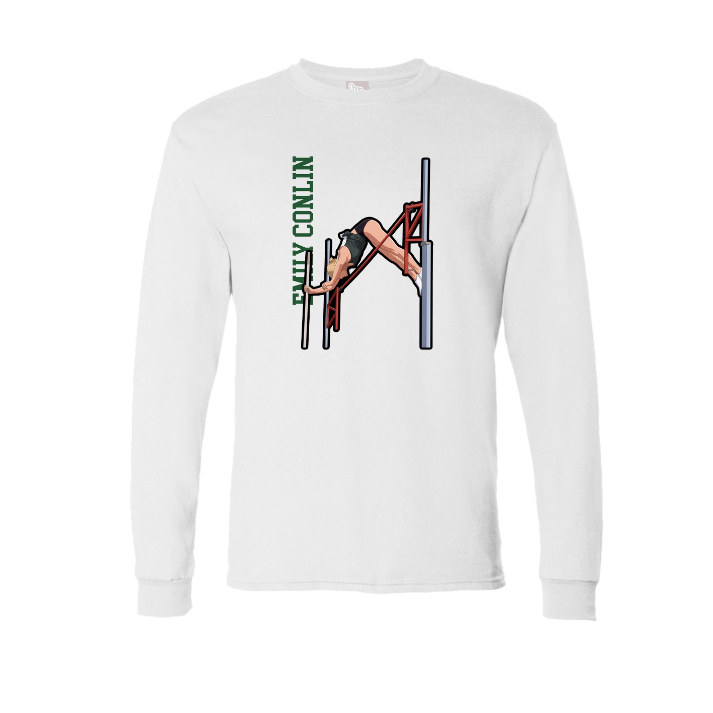 Long Sleeve Tee — Name Vertical in White