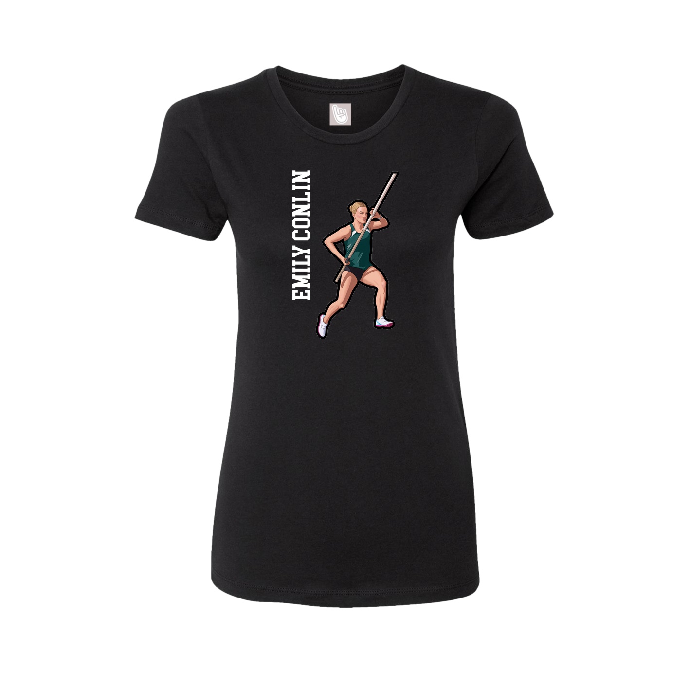 Fitted Women's Tee — Name Vertical in Black