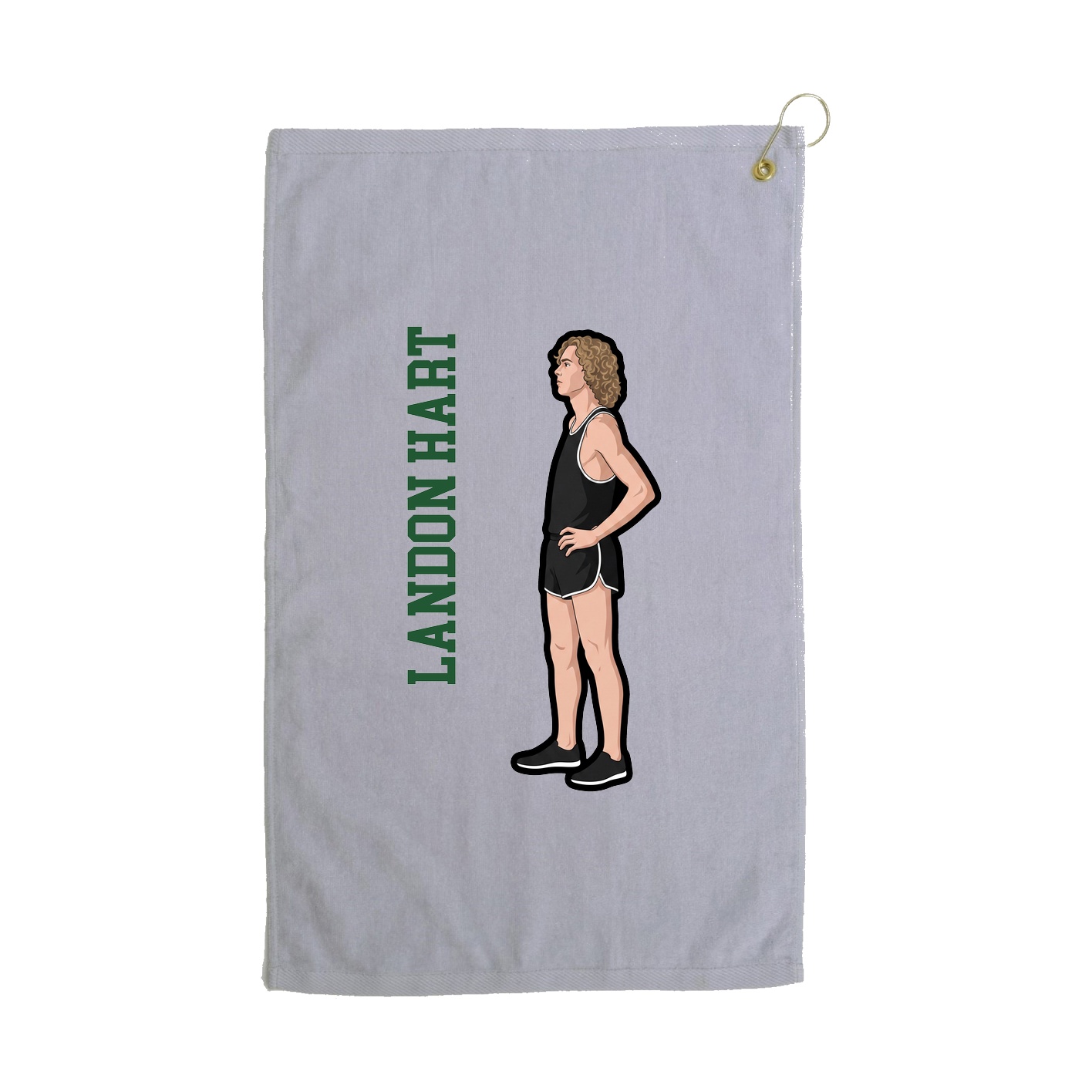 Golf Towel — Name Vertical in Grey
