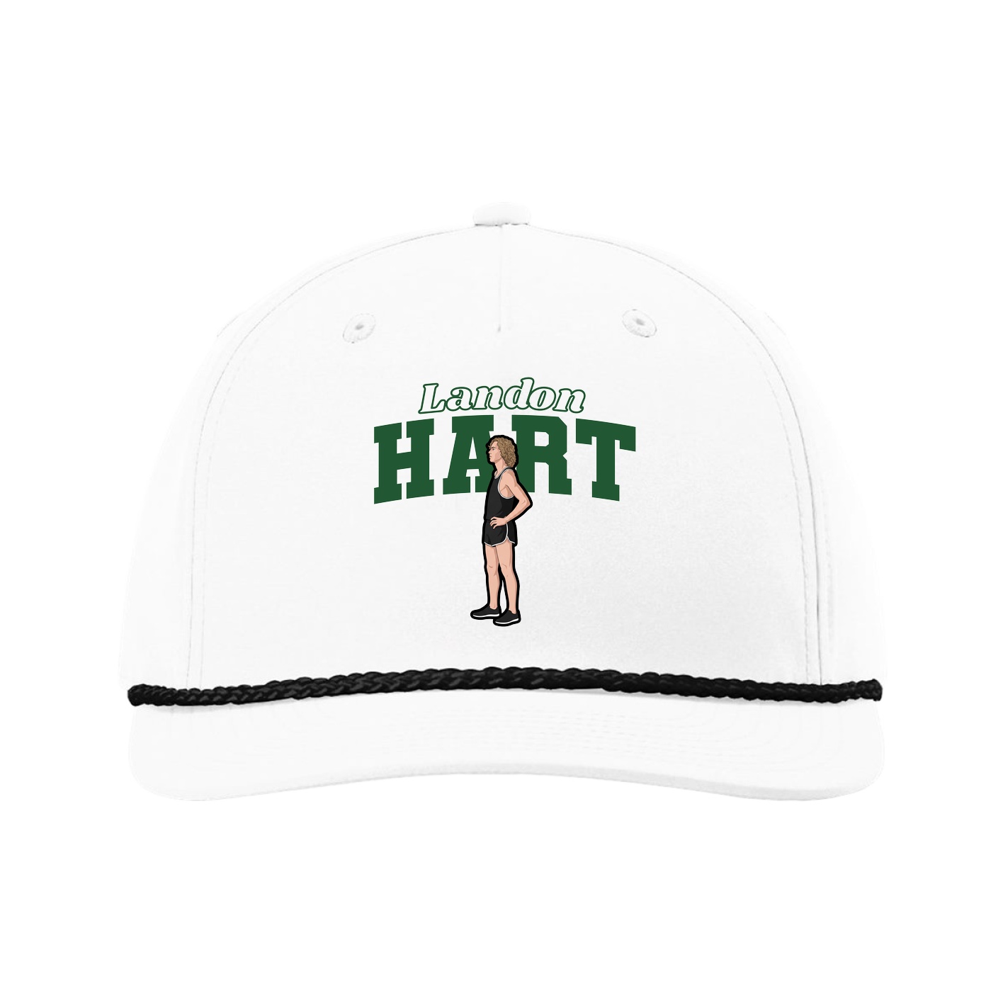 Five-Panel Classic Rope Cap — Name Arch in White