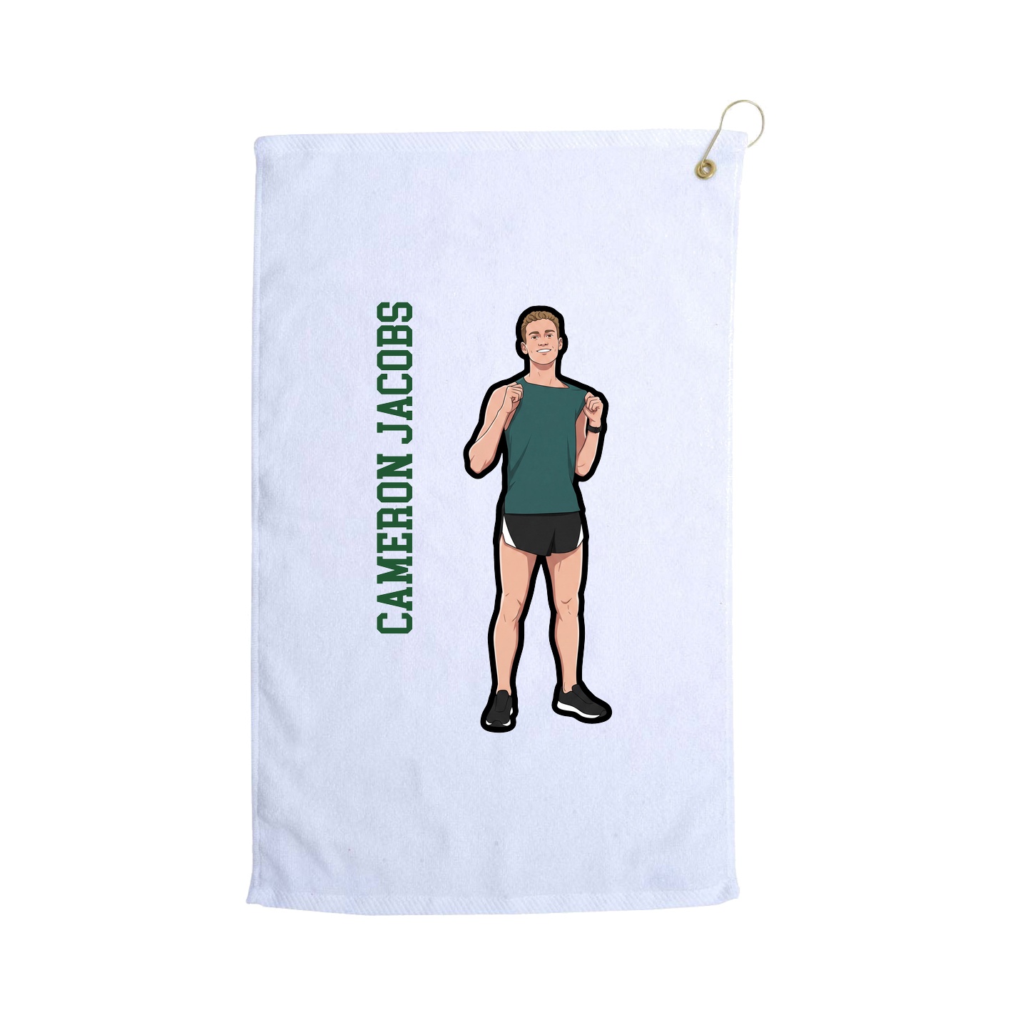 Golf Towel — Name Vertical in White