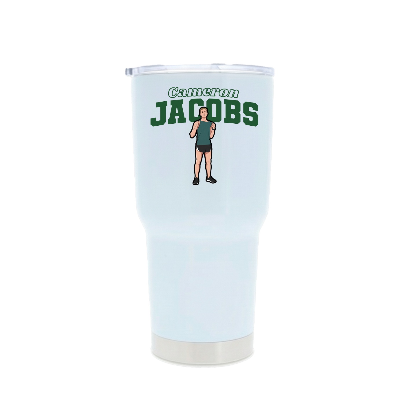30oz Stainless Steel Tumbler — Name Arch in White