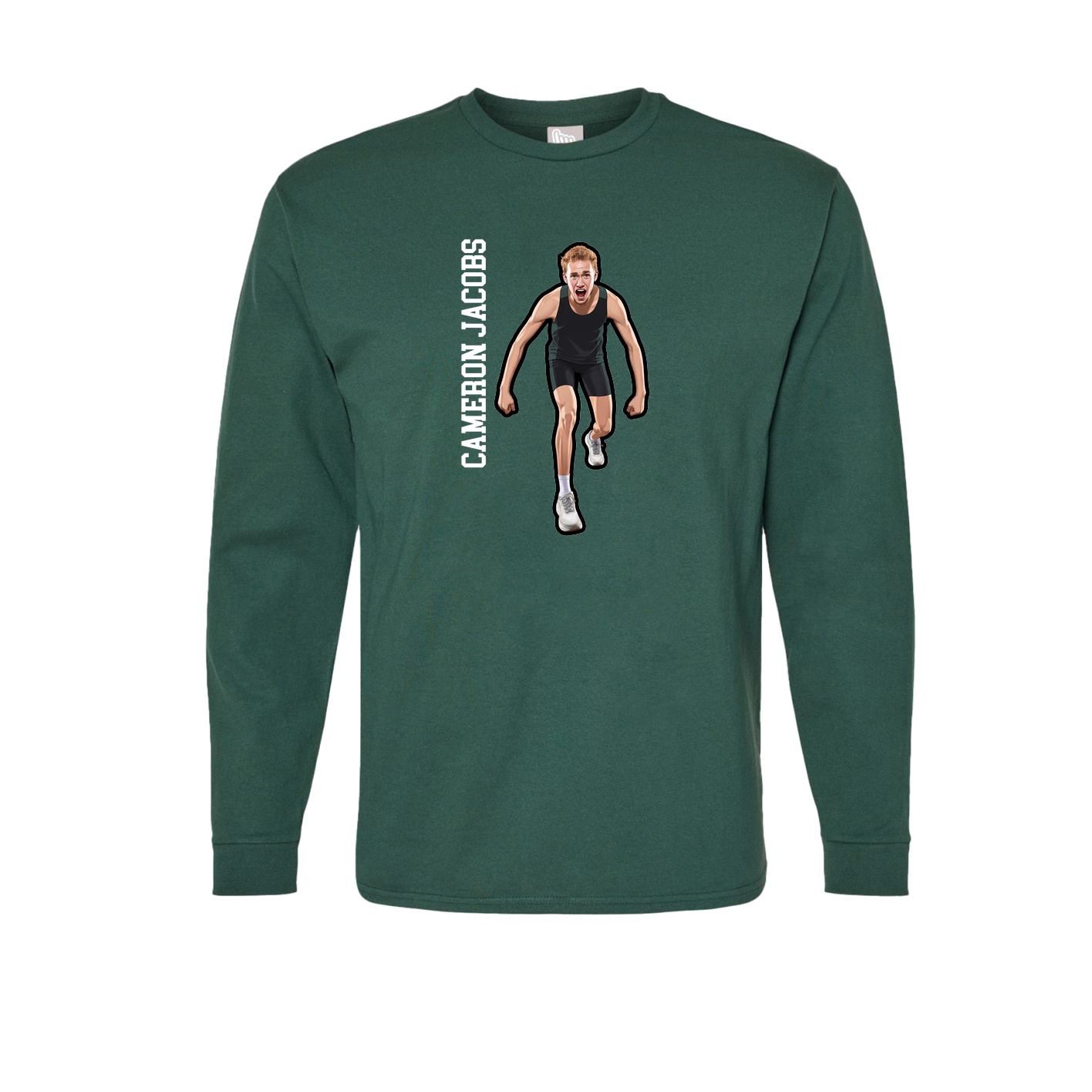 Long Sleeve Tee — Name Vertical in Green