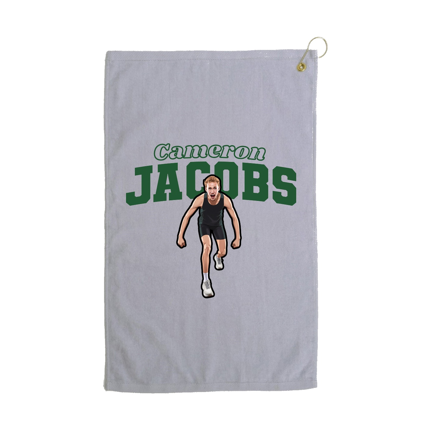 Golf Towel — Name Arch in Grey
