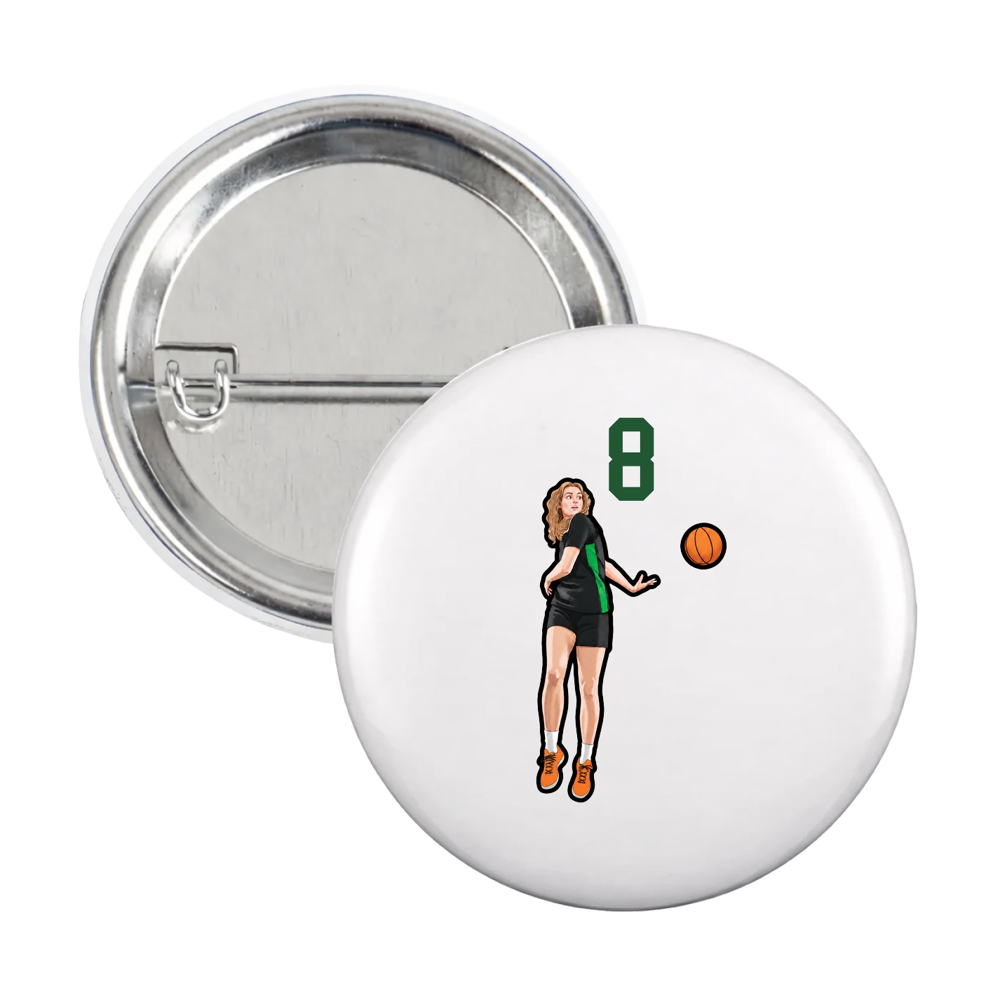 Game Day Button — Number Top in White