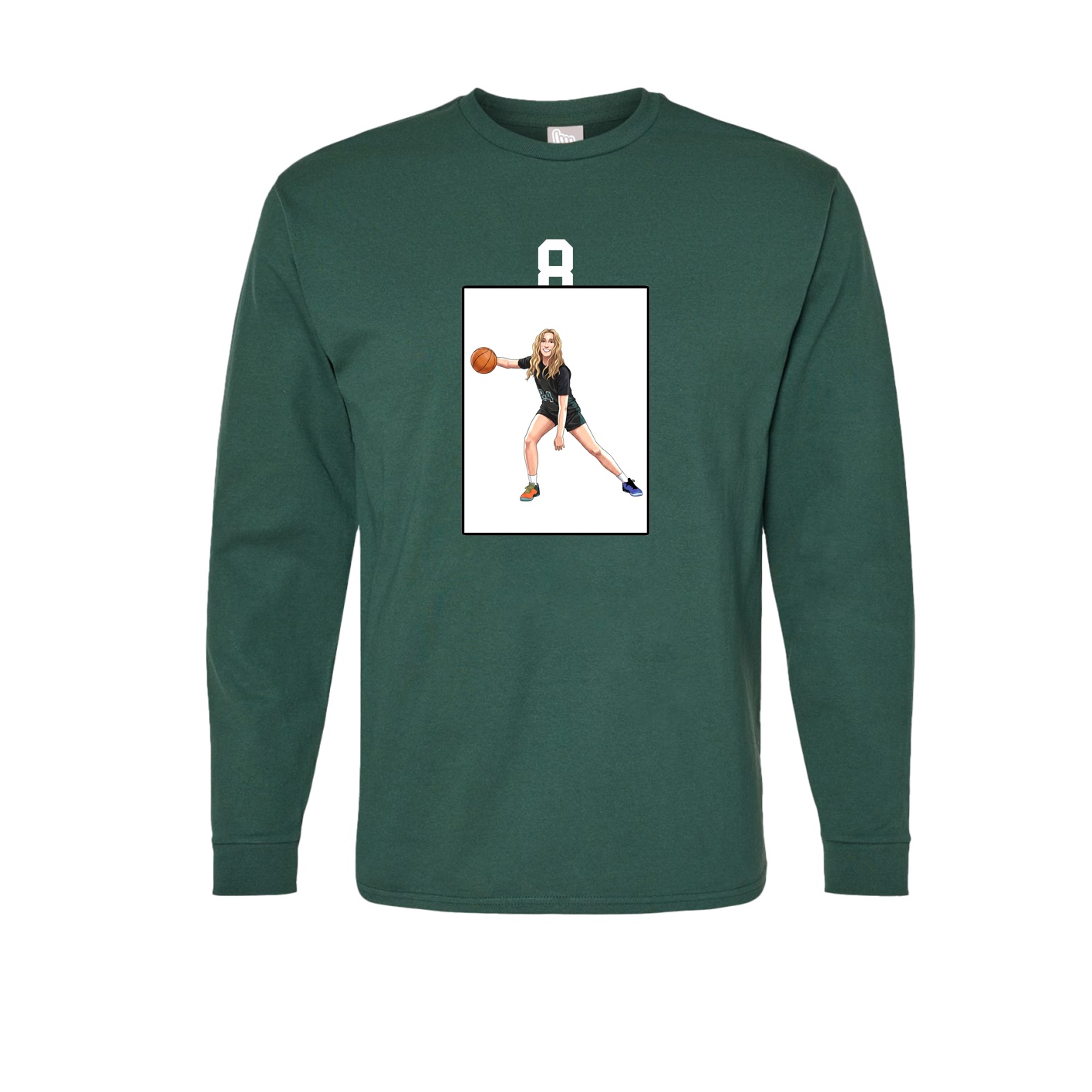 Long Sleeve Tee — Number Top in Green
