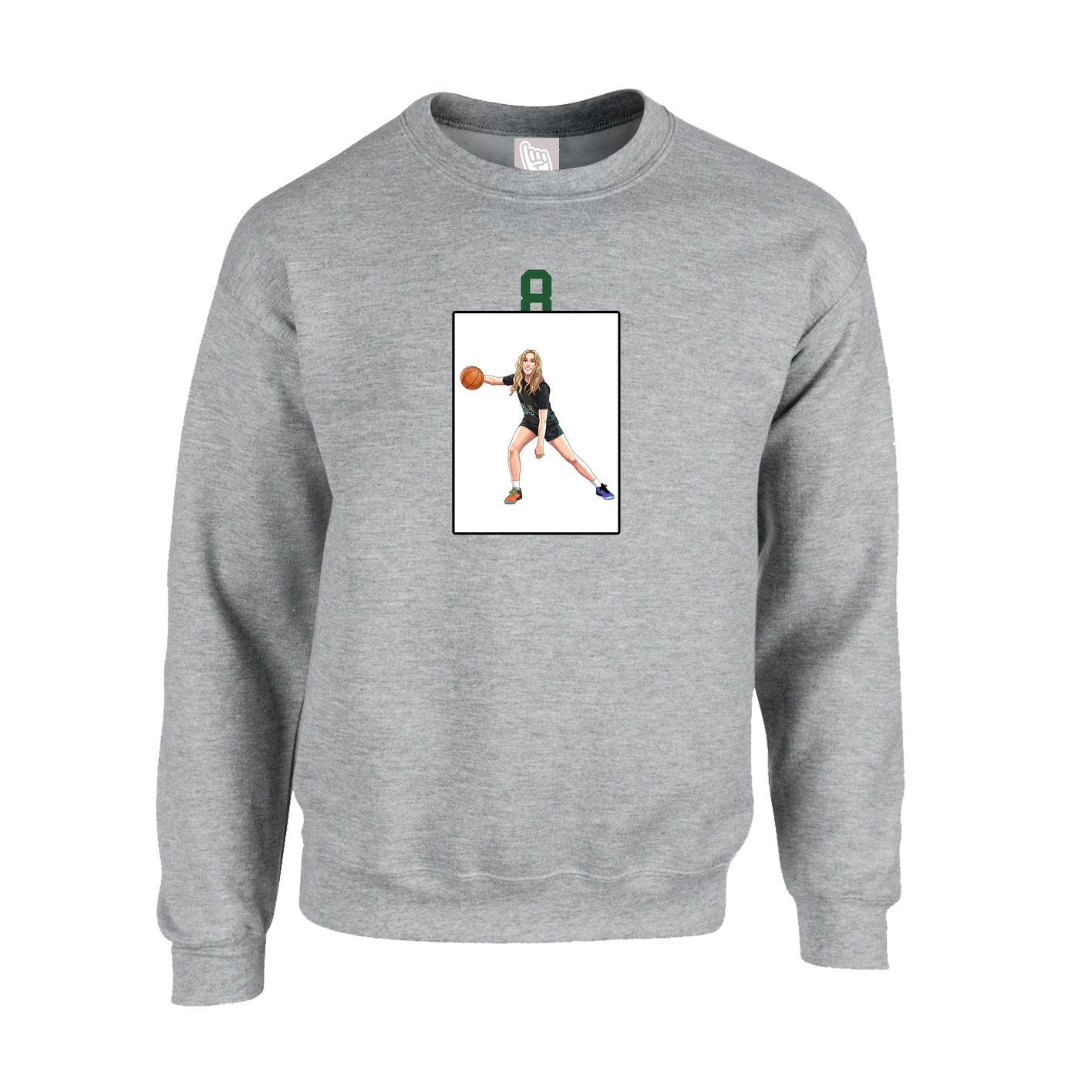 Fleece Crew — Number Top in Grey
