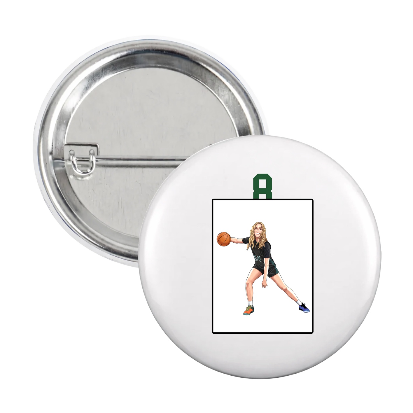 Game Day Button — Number Top in White