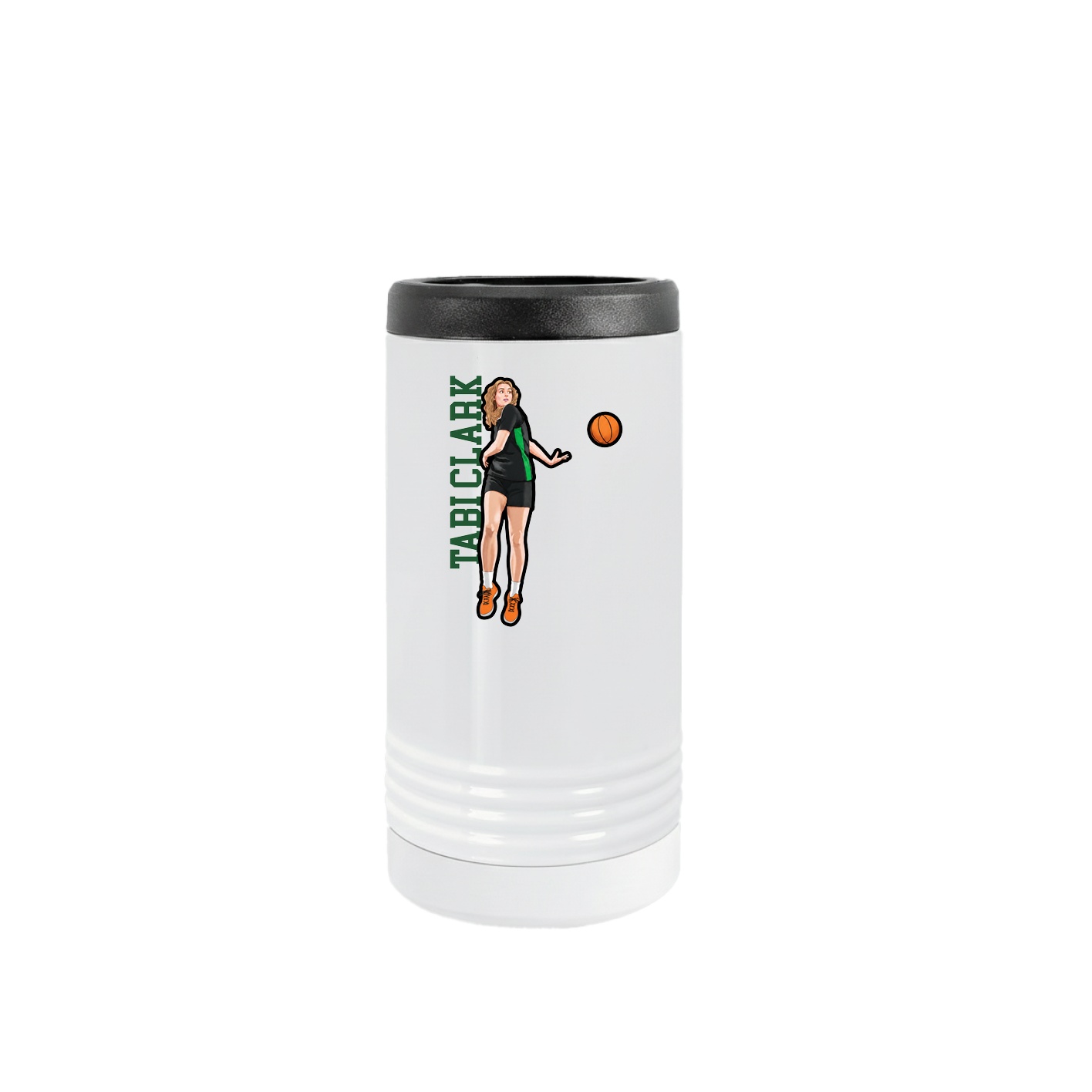 Slim Beverage Holder — Name Vertical in White