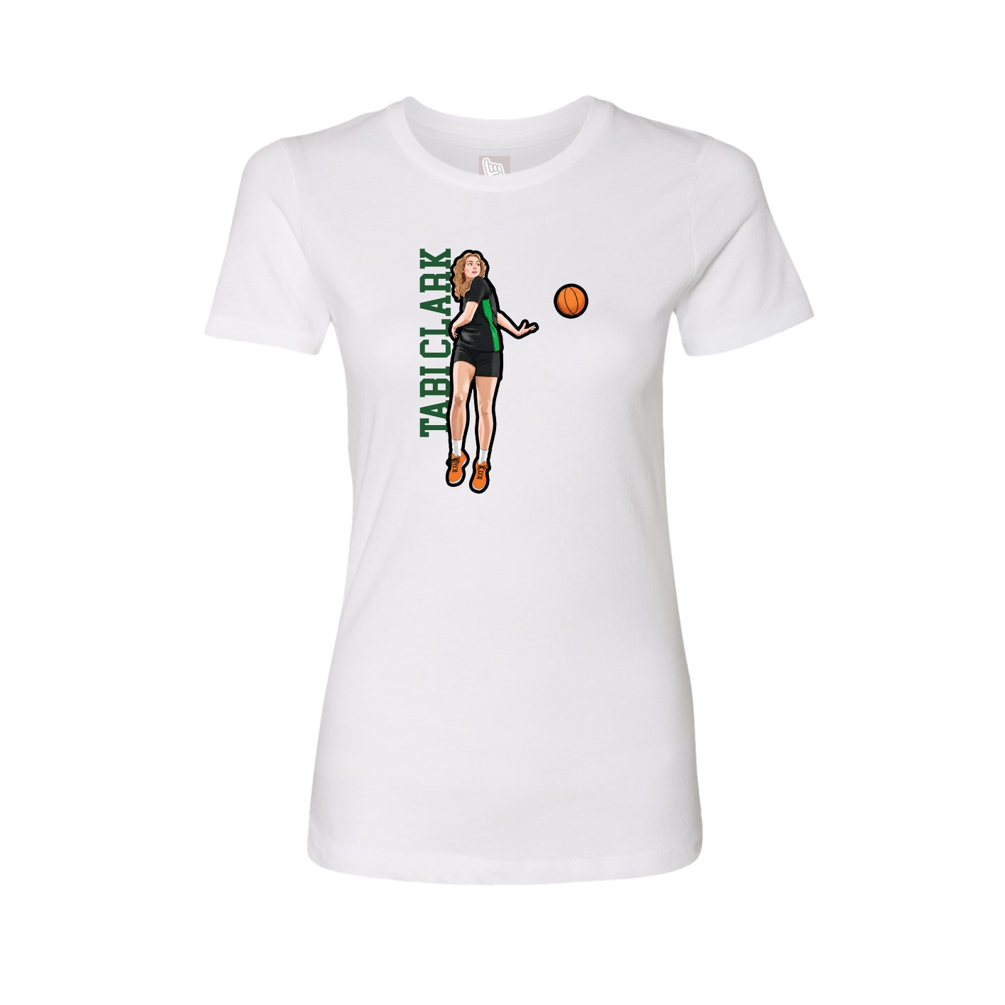 Fitted Women's Tee — Name Vertical in White