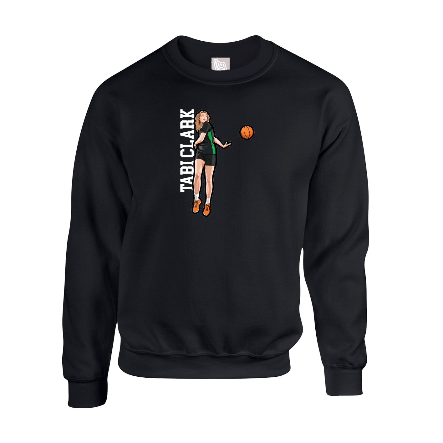 Fleece Crew — Name Vertical in Black