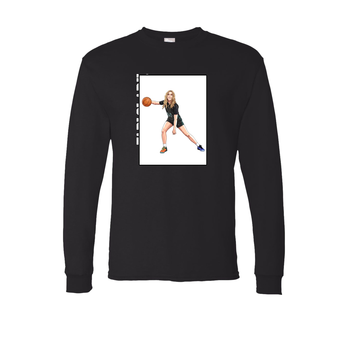 Long Sleeve Tee — Name Vertical in Black