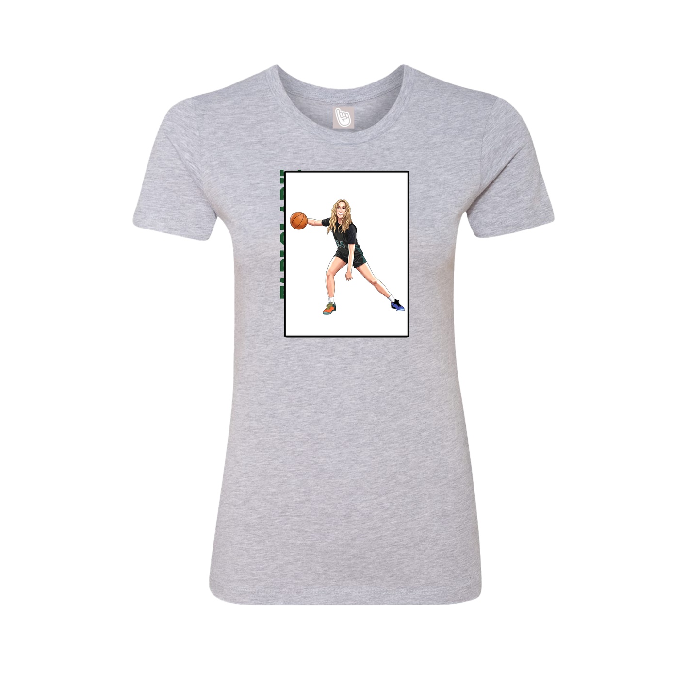 Fitted Women's Tee — Name Vertical in Grey
