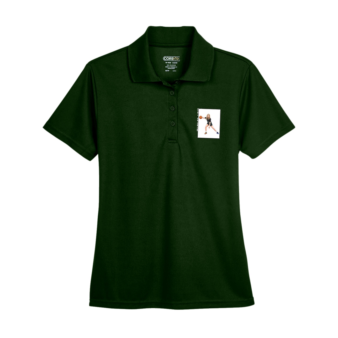 Womens Performance Polo — Name Vertical in Green