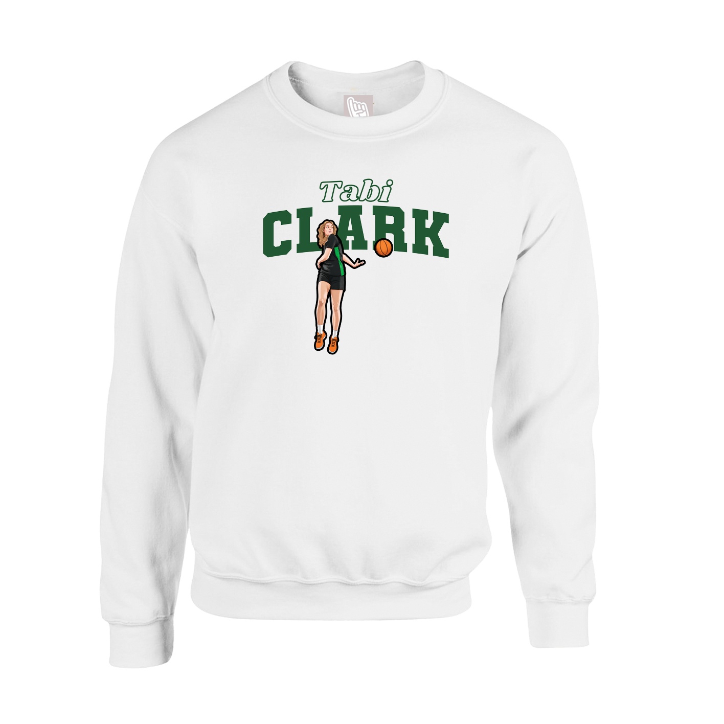 Fleece Crew — Name Arch in White
