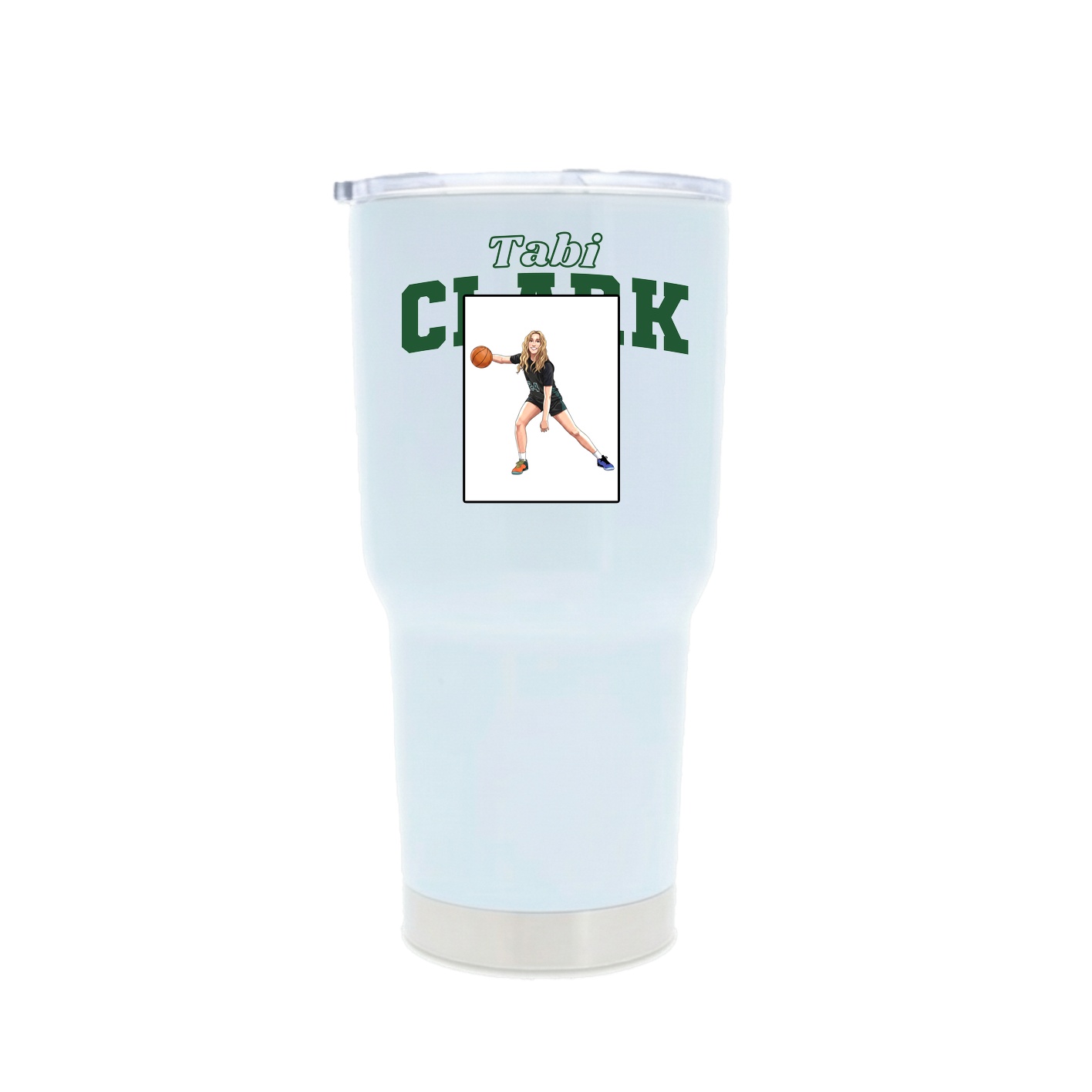 30oz Stainless Steel Tumbler — Name Arch in White