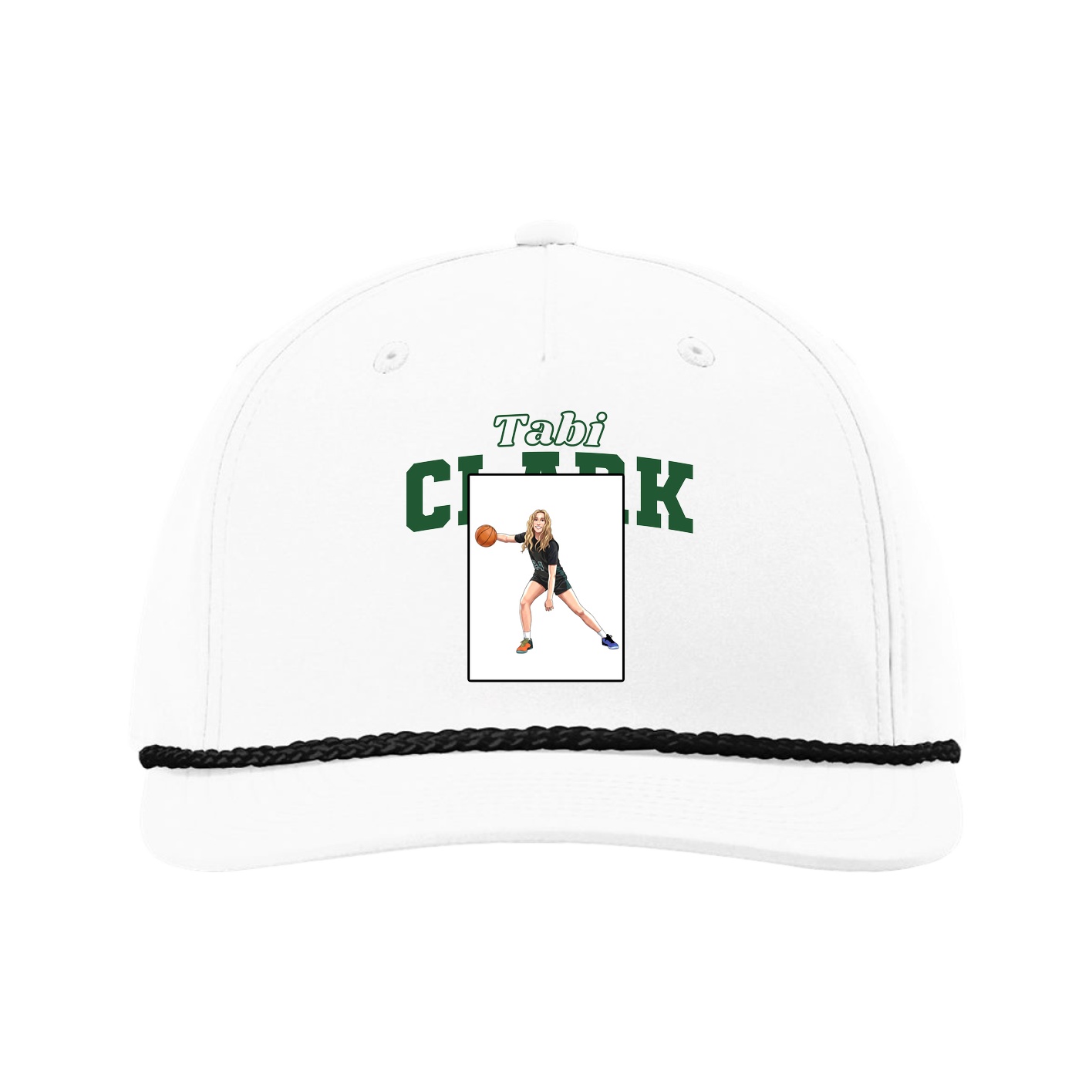 Five-Panel Classic Rope Cap — Name Arch in White