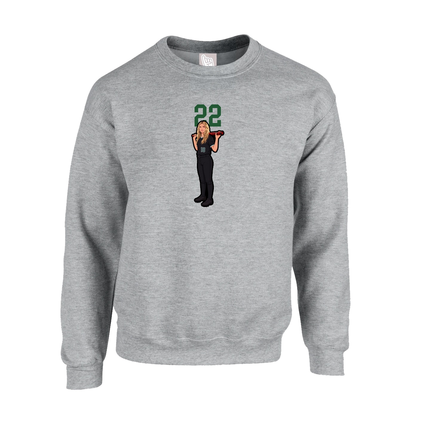 Fleece Crew — Number Top in Grey