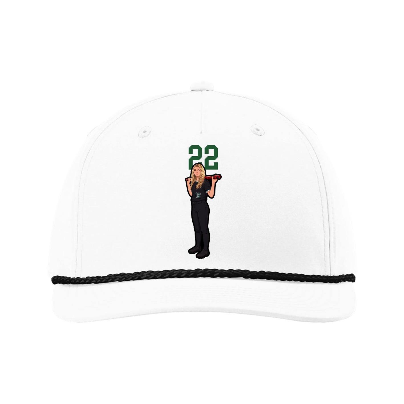 Five-Panel Classic Rope Cap — Number Top in White
