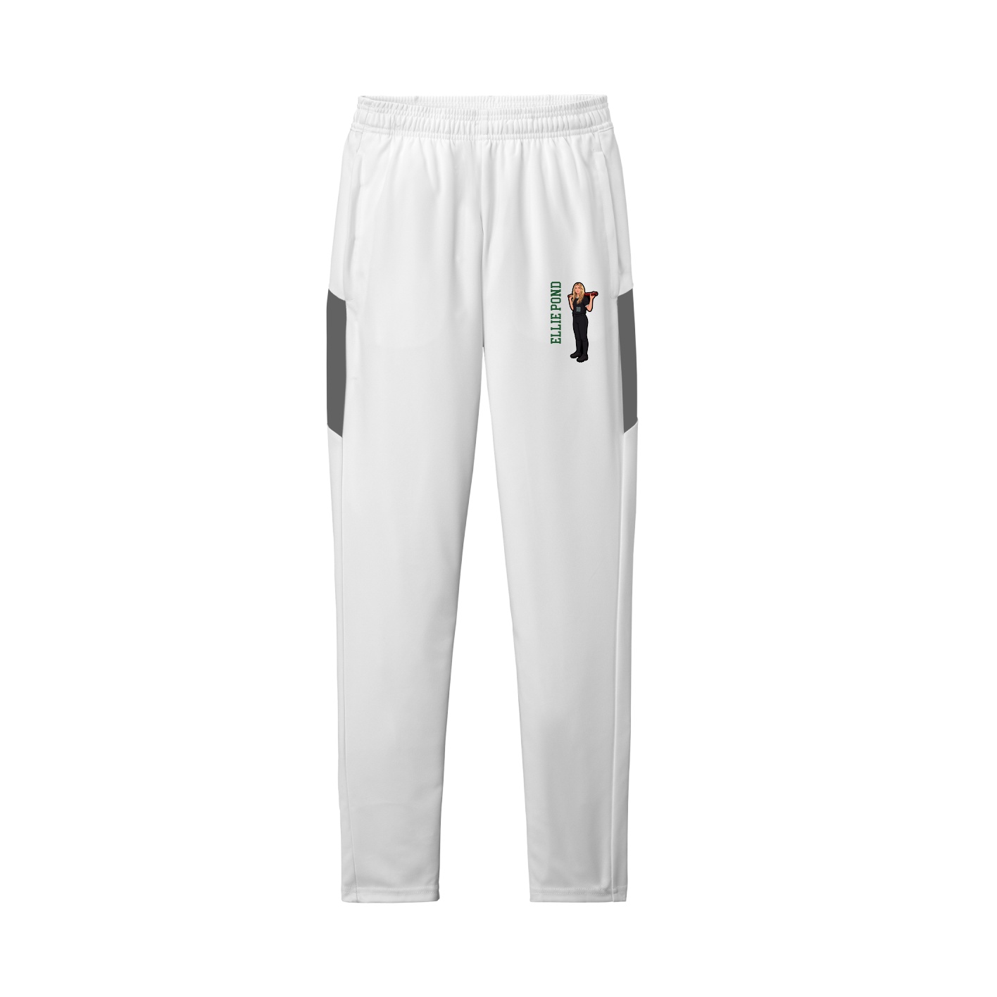 Team Travel Pant — Name Vertical in White/Grey
