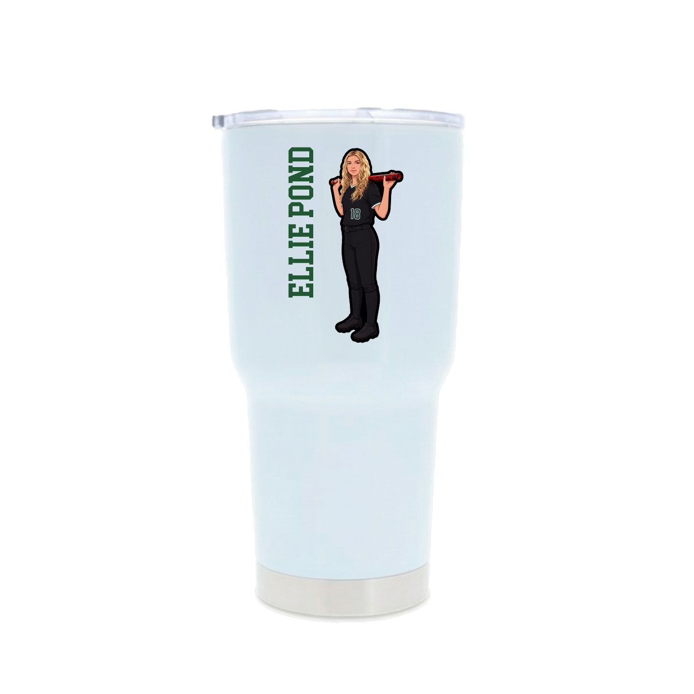 30oz Stainless Steel Tumbler — Name Vertical in White