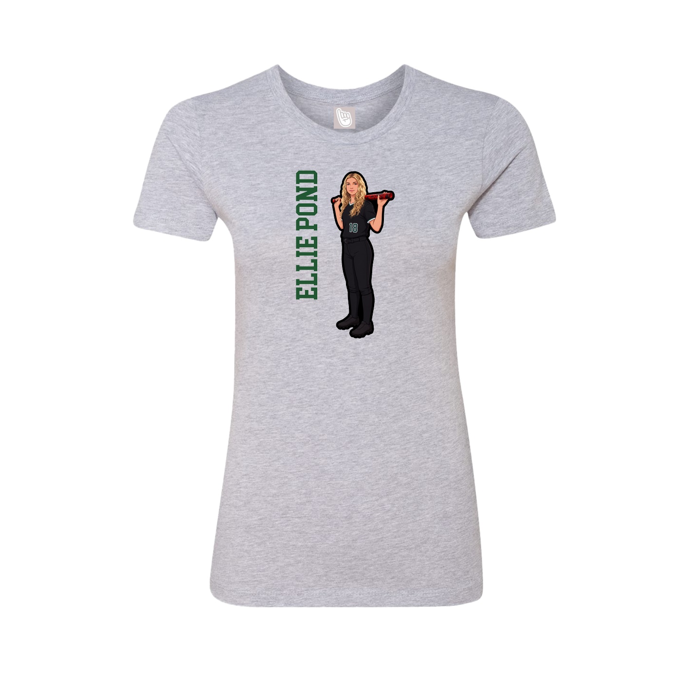 Fitted Women's Tee — Name Vertical in Grey