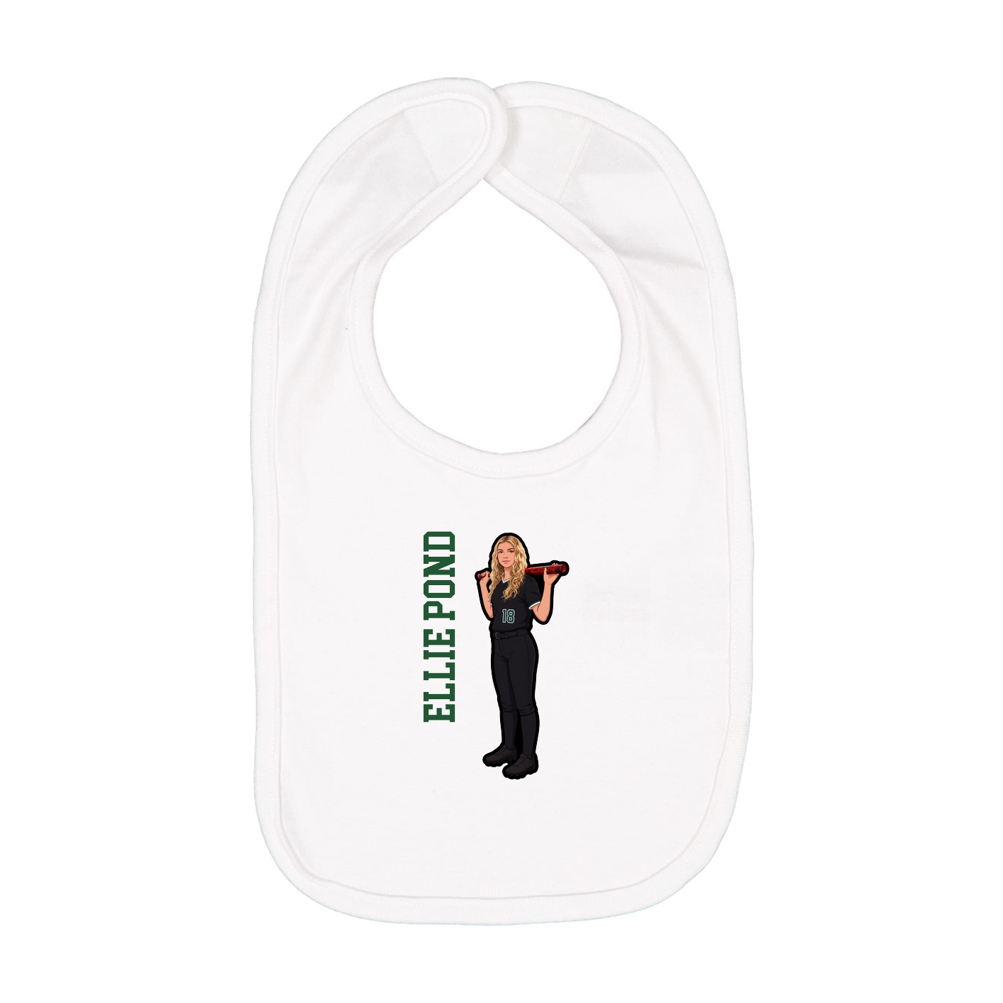 Infant Bib — Name Vertical in White