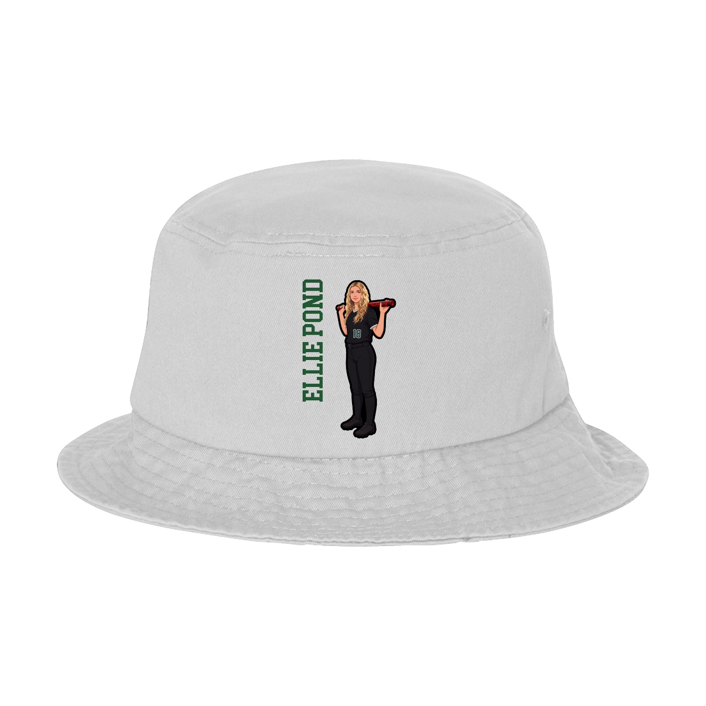 Bucket Cap — Name Vertical in White