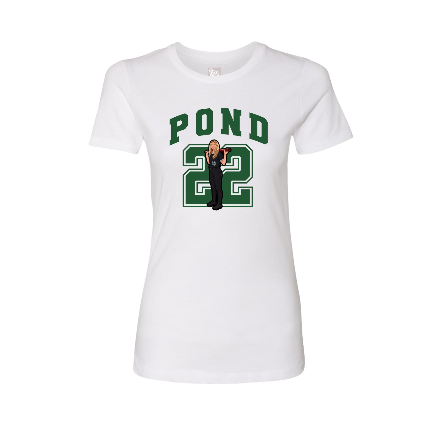 Fitted Women's Tee — Number in White