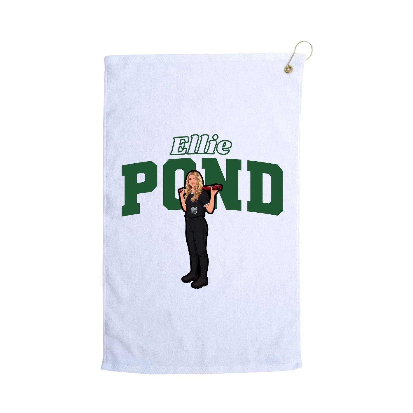Golf Towel — Name Arch in White
